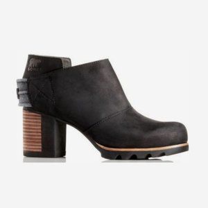 Sorel Addington Strap Black Bootie Block Heel
